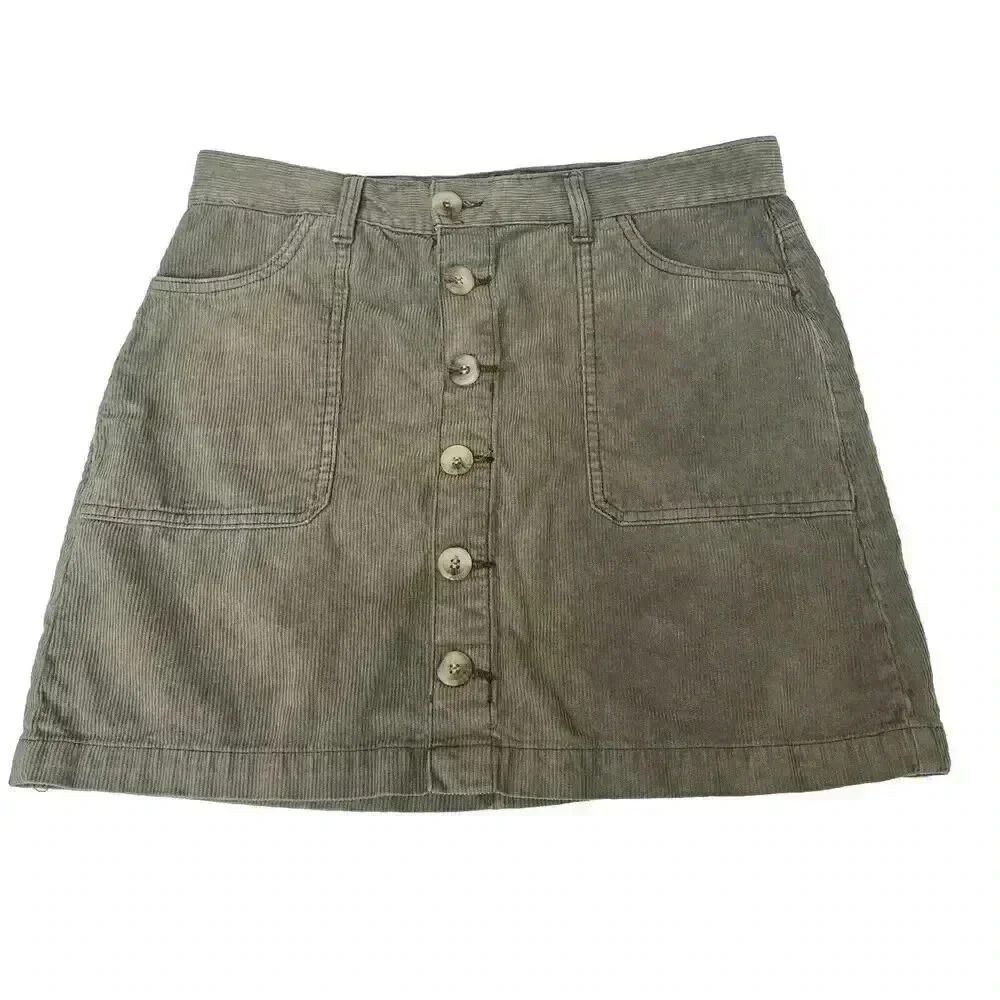 Kensie Women’s Corduroy High-Waist Mini A-Line Skirts Olive Green Size 8/29